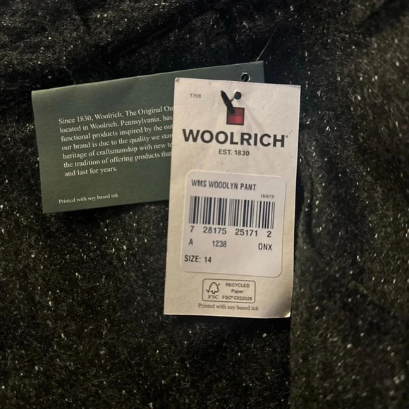 NWT-  Women’s WOOLRICH Woodlyn Wool Silk Blend Trousers Pants Oynx. Size 14.‎ - Picture 8 of 10